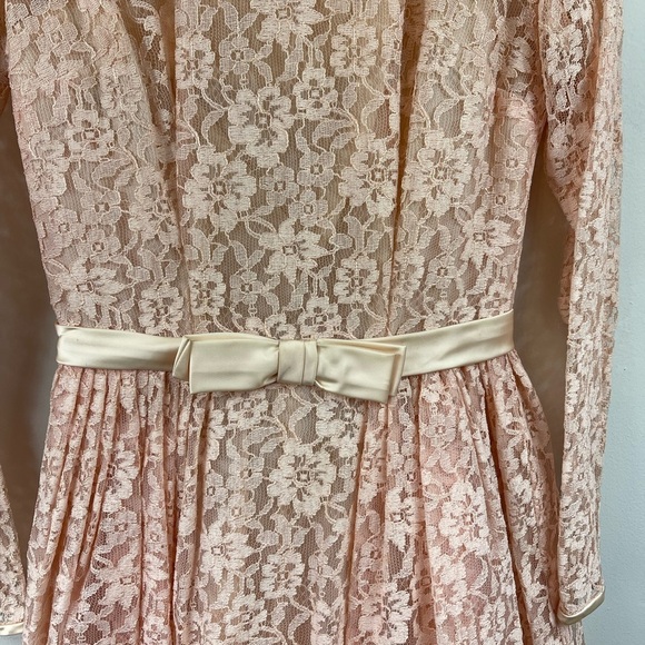 Vintage 50's Small Pink Lace Full Sweep Hollywood Maisel Style‎ Cocktail Dress - Picture 3 of 14